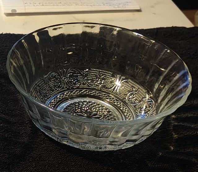 Vintage Pressed Glass Serving Bowl - 6.75" Diameter