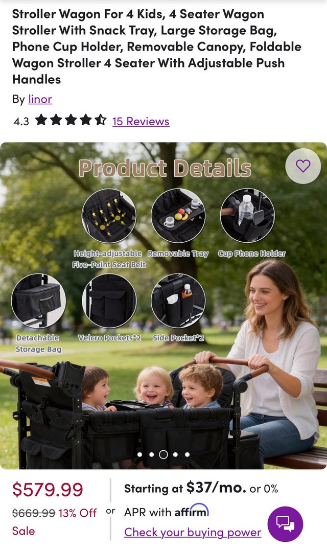 Stroller Wagon For 4 Kids, 4 Seater Wagon Stroller