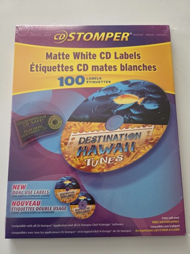CD Stomper Matte White CD Labels, 100 Full Face or Standard