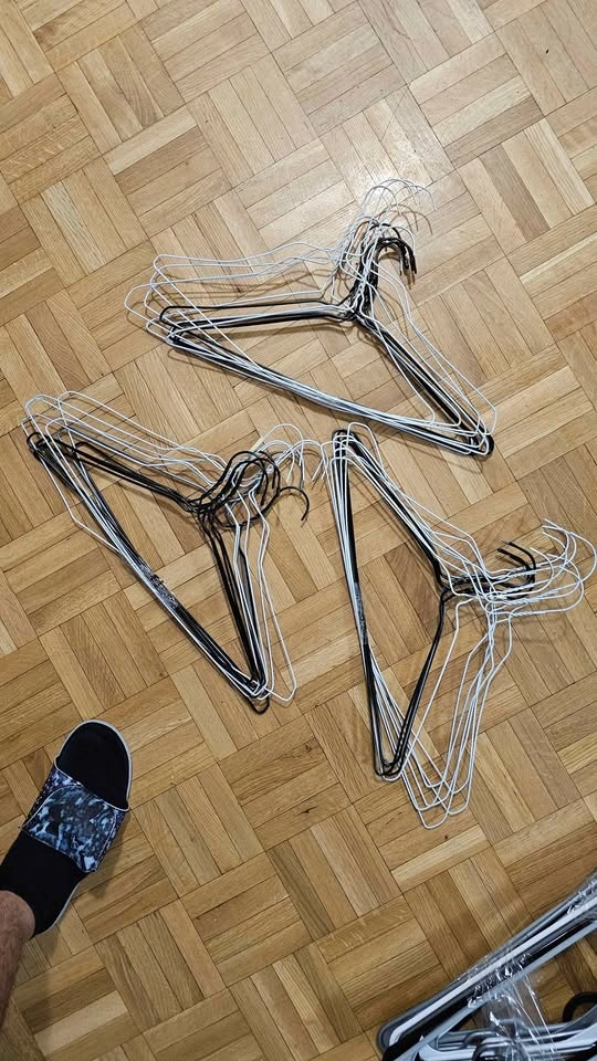 120 Assorted Wooden, Plastic, and Wire Clothing Hangers - photo 3