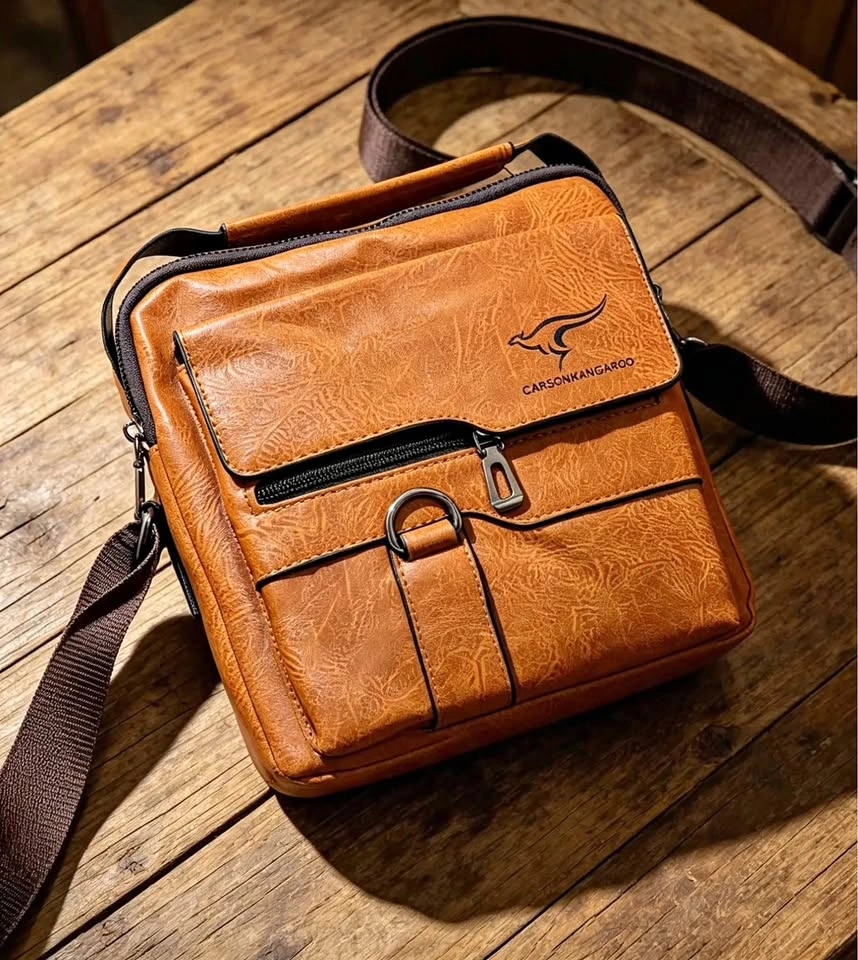 Men's Vintage PU Leather Sling Chest Bag-Brown