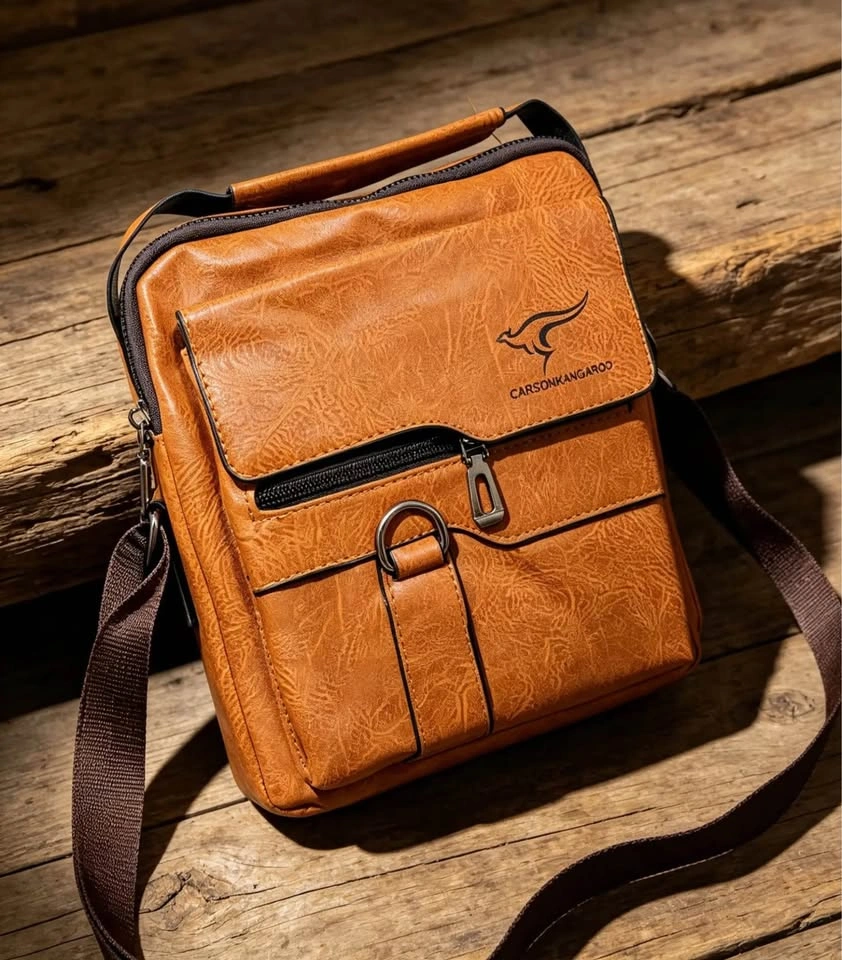Men's Vintage PU Leather Sling Chest Bag-Brown - photo 5