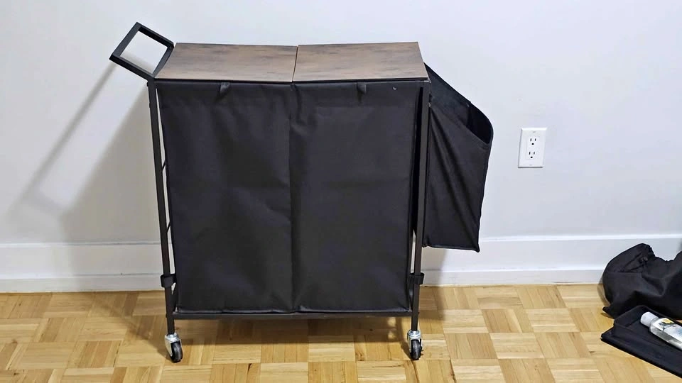 Rolling Laundry Hamper with Wood Top