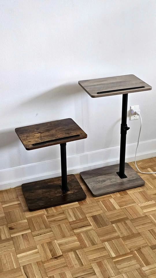Adjustable bed / sofa side C shape Table with wheels