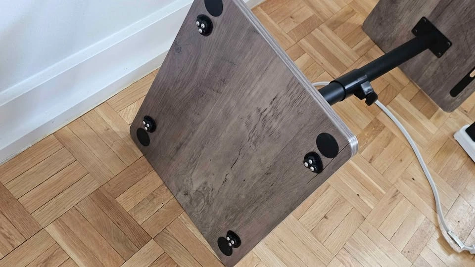 Adjustable bed / sofa side C shape Table with wheels - photo 4