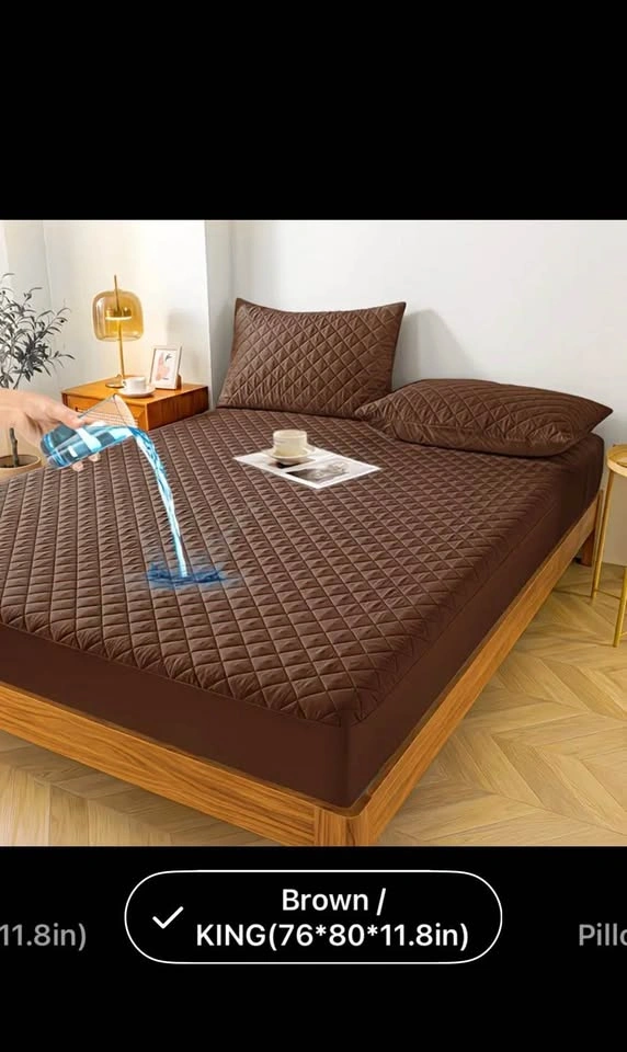 Brown King Quilted Mattress Protector