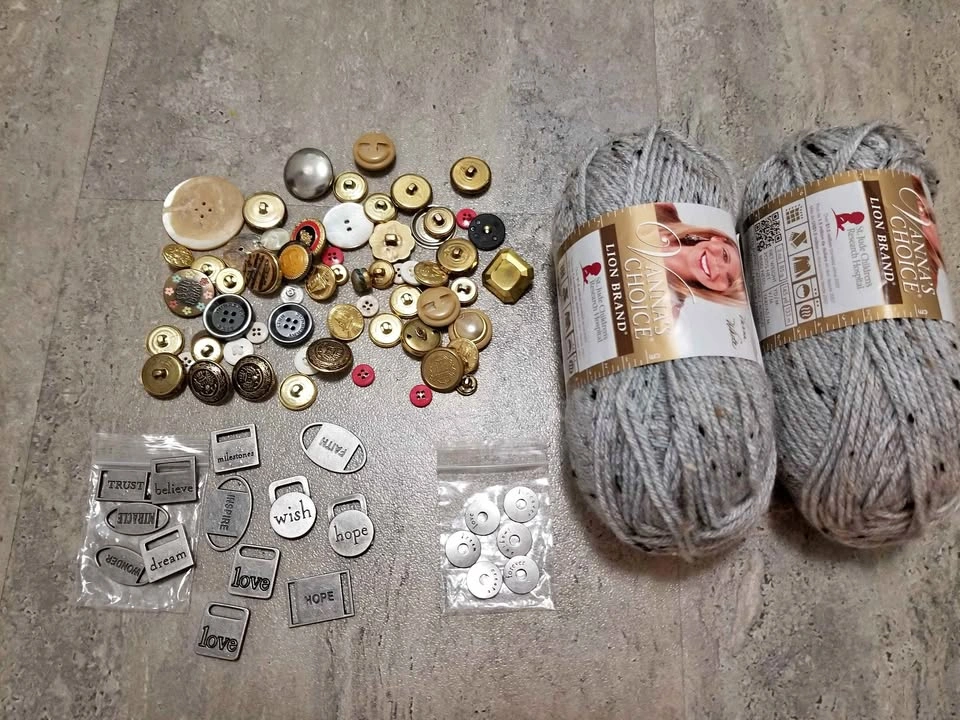 Crafting Supplies Buttons Yarn Etc