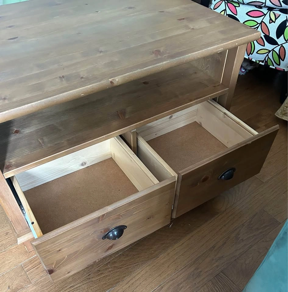 Solid Rustic Pine Wood Coffee Table with Drawers and shelves - photo 3