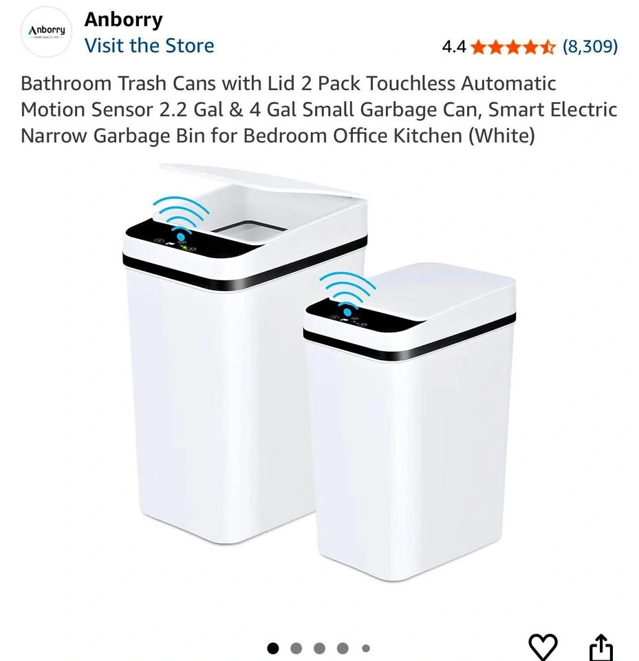 2 Pack Touchless Automatic Motion Sensor Trash Cans
