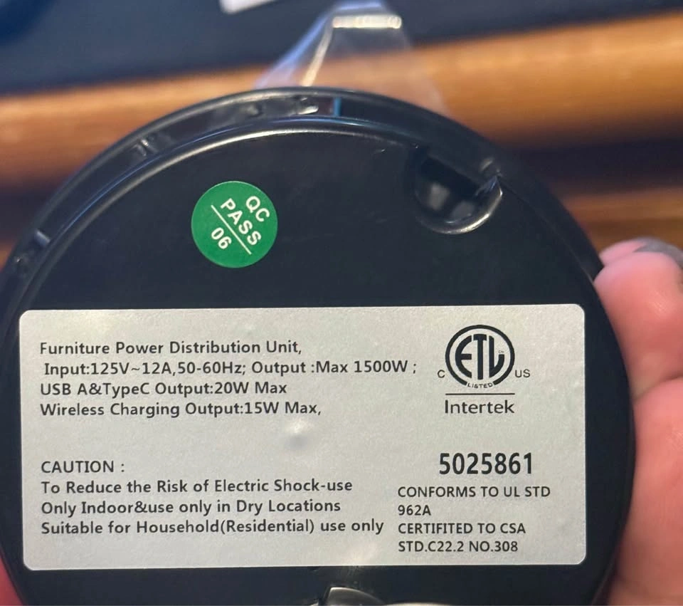 QBA Recessed Power Grommet with Wireless Charger & USB-C - photo 2