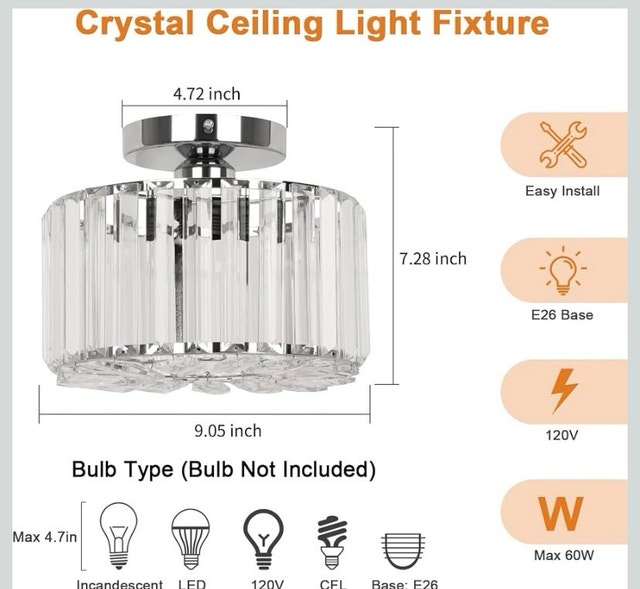 Crystal chandelier ceiling light fixtures Brand new - photo 5
