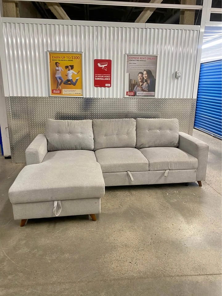 Grey Structube Sectional Sofa Bed with Storage Chaise