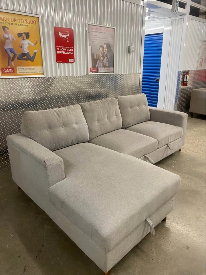 Grey Structube Sectional Sofa Bed with Storage Chaise - photo 2