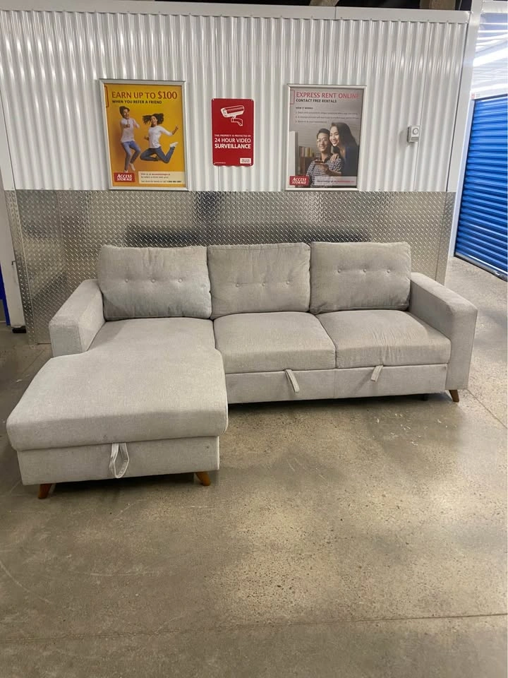 Grey Structube Sectional Sofa Bed with Storage Chaise - photo 4