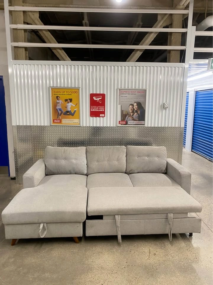 Grey Structube Sectional Sofa Bed with Storage Chaise - photo 5