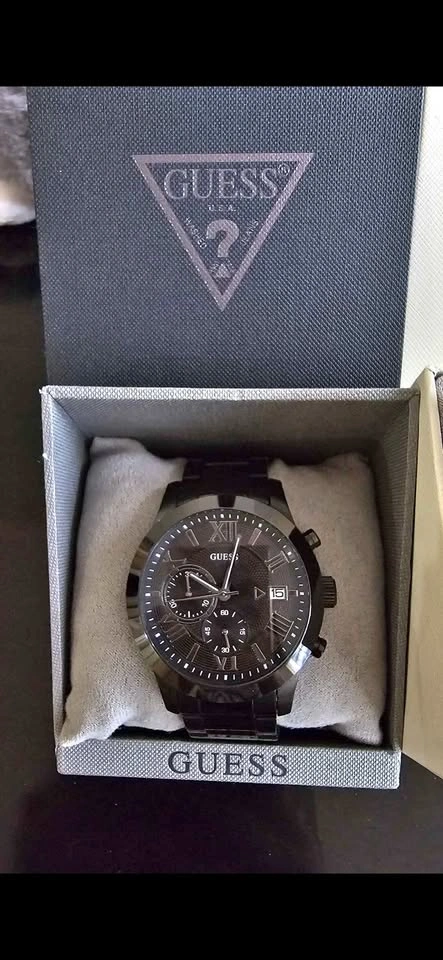GUESS Men's Black Chronograph Watch with Original Box