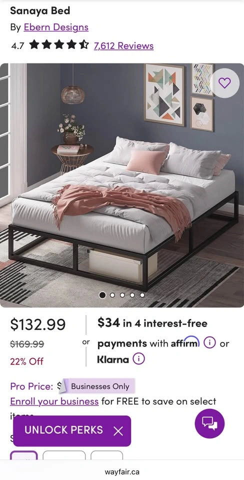 Full Size Black Metal Platform Bed Frame with Wooden Slats - photo 5