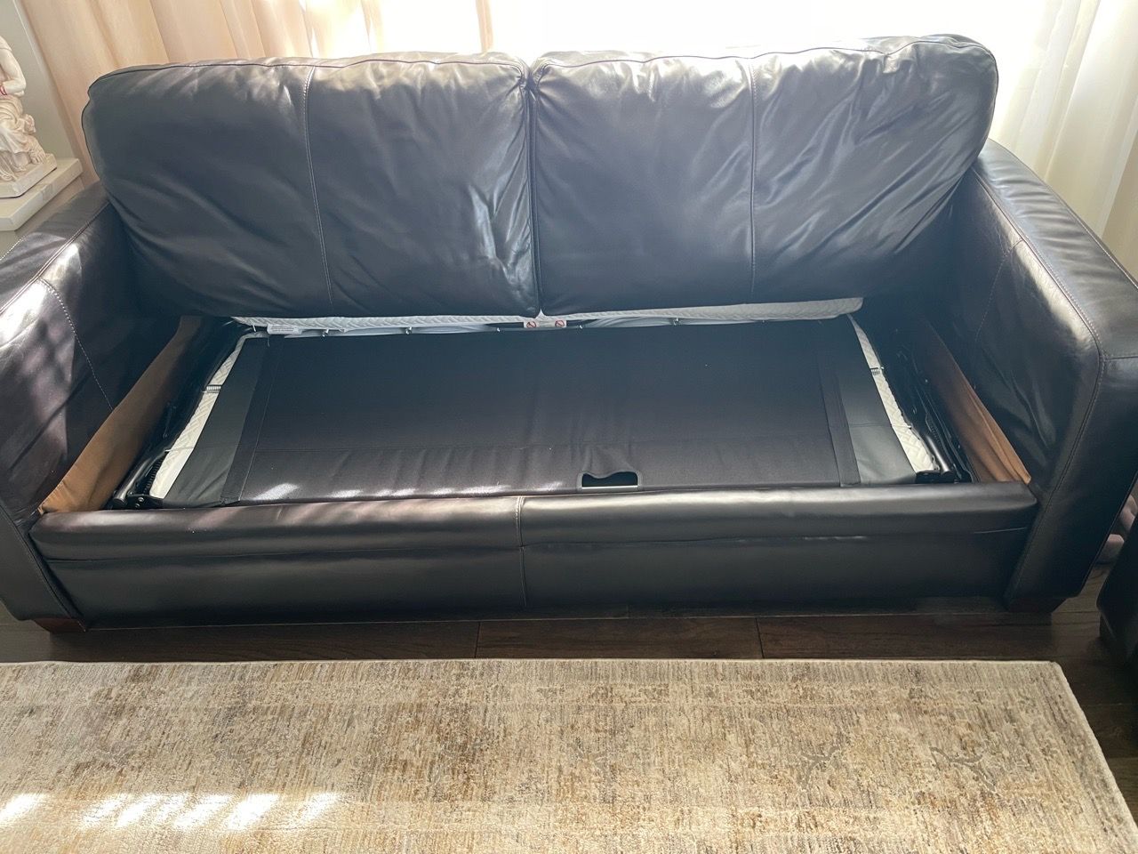 2-Piece Black Leather Sofa Set – Sleeper Sofa + Loveseat - photo 3