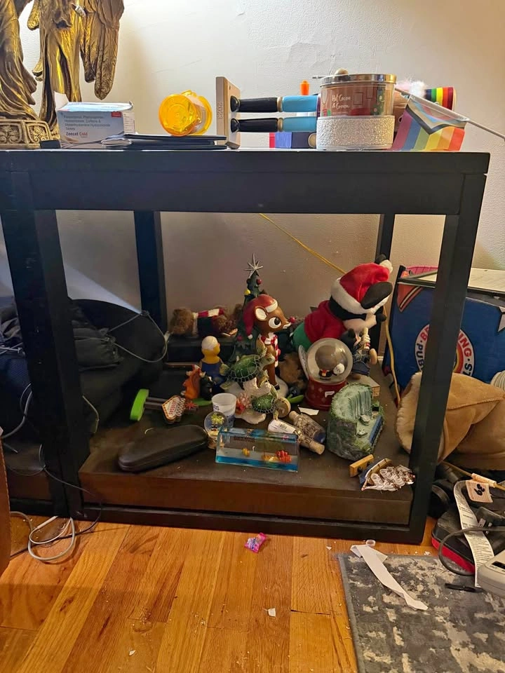 Black Wooden Side Table / End Table with Lower Shelf
