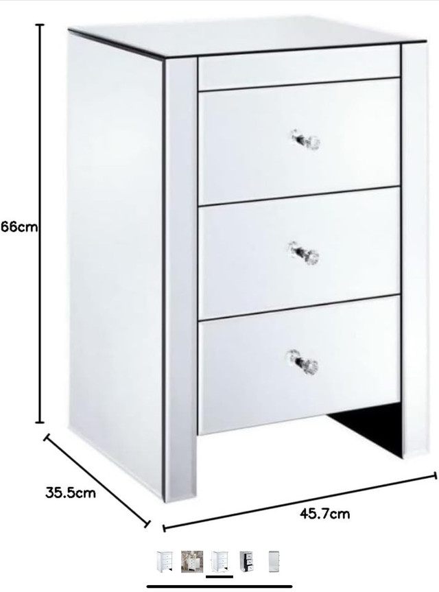 Bevel Mirrored Nightstand Side Table - photo 3