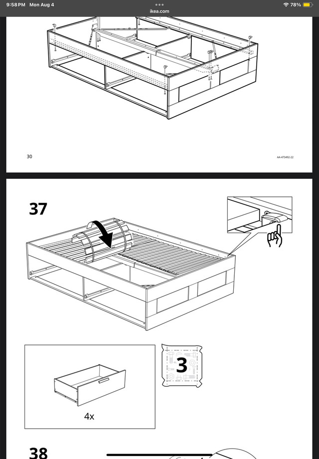 IKEA Brimnes Queen Bed with 4 Storage Drawers (White) - photo 4