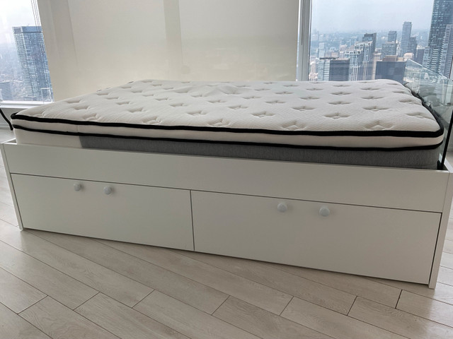 IKEA Brimnes Queen Bed with 4 Storage Drawers (White) - photo 5