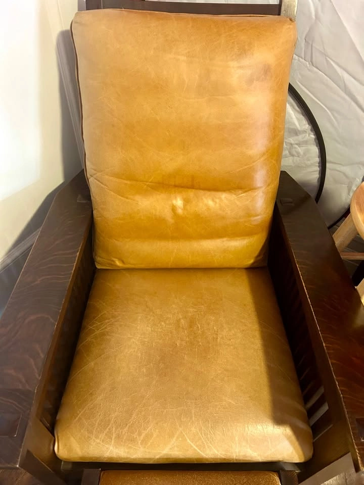 Authentic Stickley Slant-Arm Spindle Morris Chair & Ottoman - photo 5