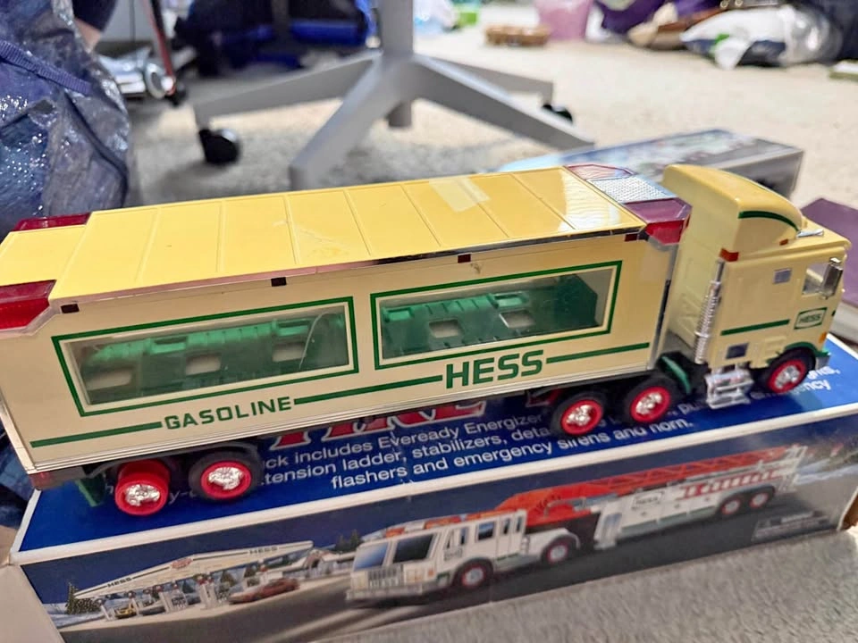 Vintage 1988 Hess Gasoline Transport Semi-Truck with Race Car