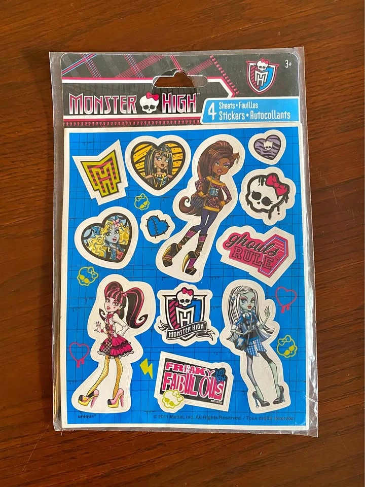 Official 2011 Monster High Sticker Pack – Original Generation 1