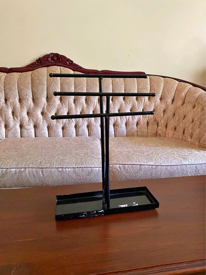 Black 3-Tier Tabletop Jewelry Organizer with Storage Tray