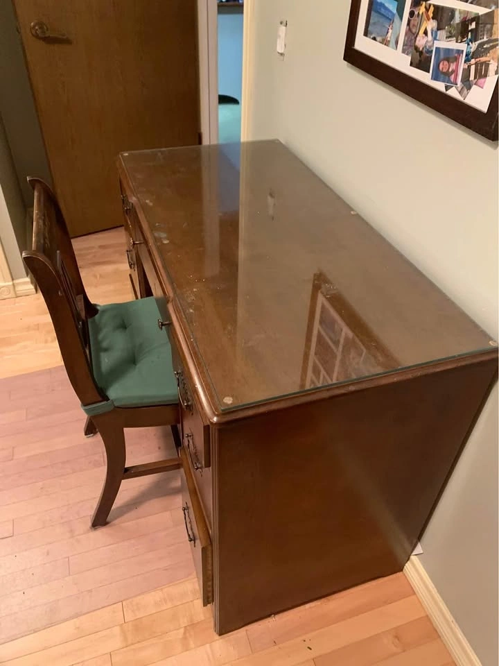 Desk Solid Wood Glass Plate Top - photo 2