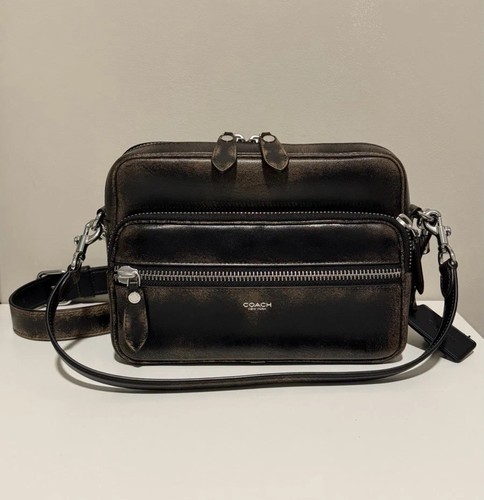 Coach Dakota Crossbody Bag In Loved leather Black Silver Hardwar