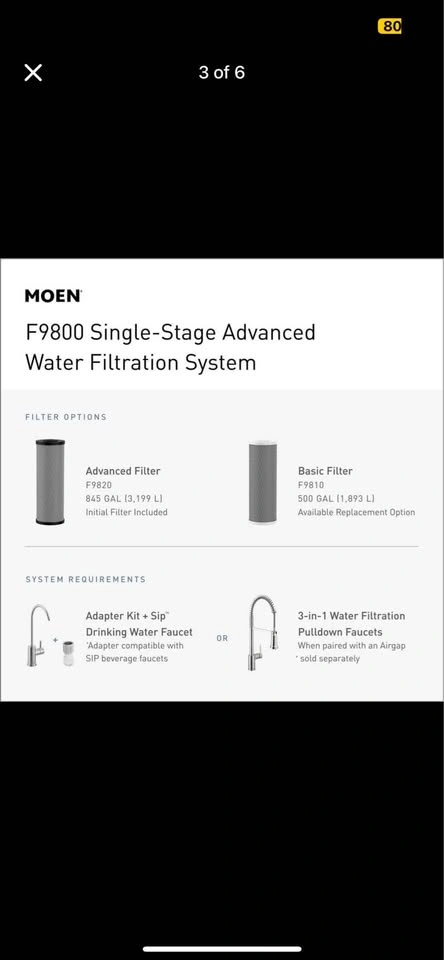 Moen F9800 Black Single Stage Under Sink Water Filter System - photo 3