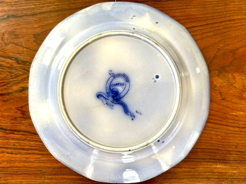 Antique Flow Blue Ironstone Plate - "Chapoo" by J. Wedgewood - photo 2