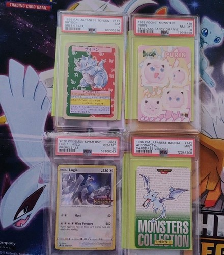 4 Graded Pokémon PSA Bundle: Lugia, Rhydon, Aerodactyl, Jigglypu