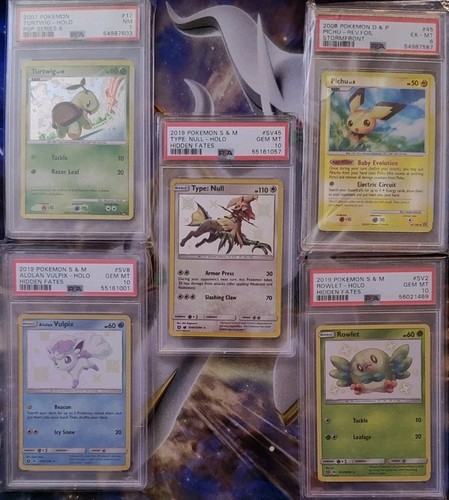 5 Graded Pokémon PSA Bundle: Turtwig, Rowlet, Vulpix, Pichu