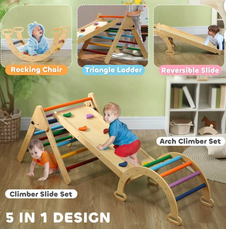 Brand New Qaba 5-in-1 Pikler Triangle Indoor Jungle Gym - photo 3