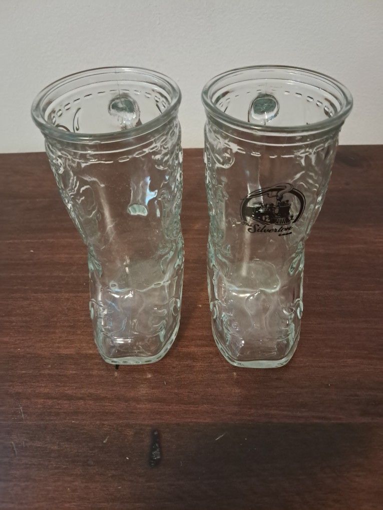Vintage glass Beer mugs cowboy boot - photo 2