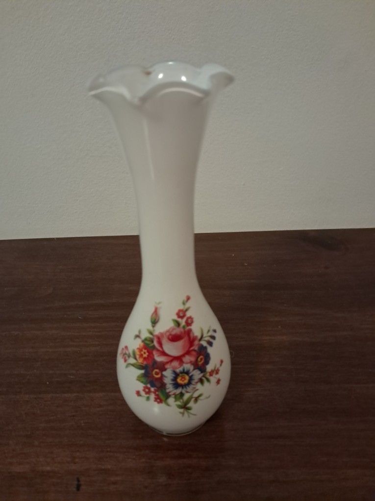 White floral bug vase