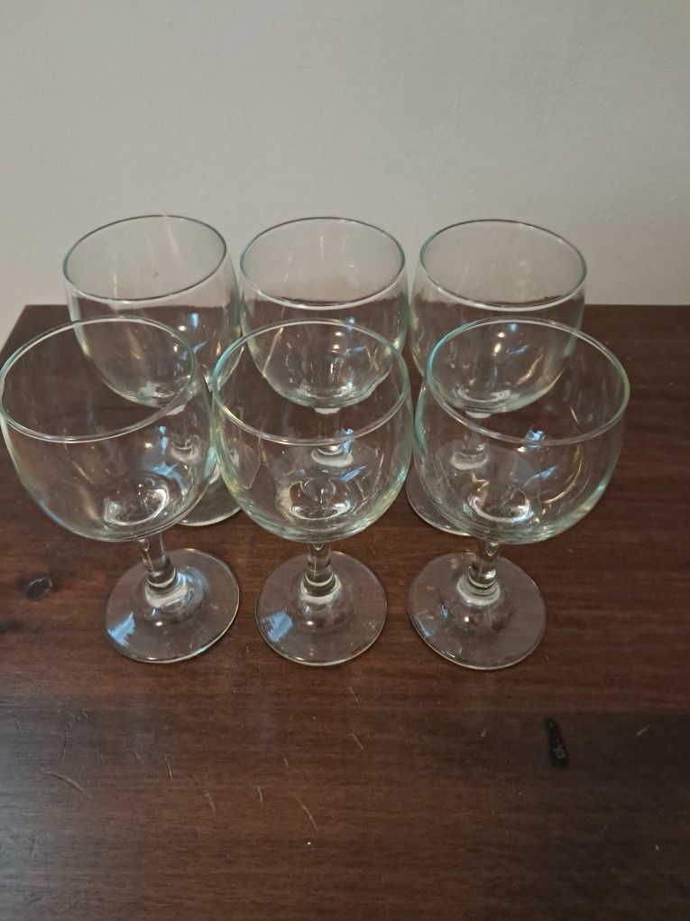 Six wine glasses