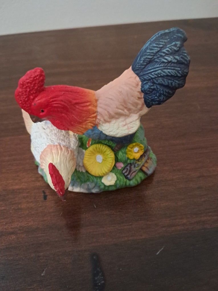 rooster and chicken fine porcelain - photo 2