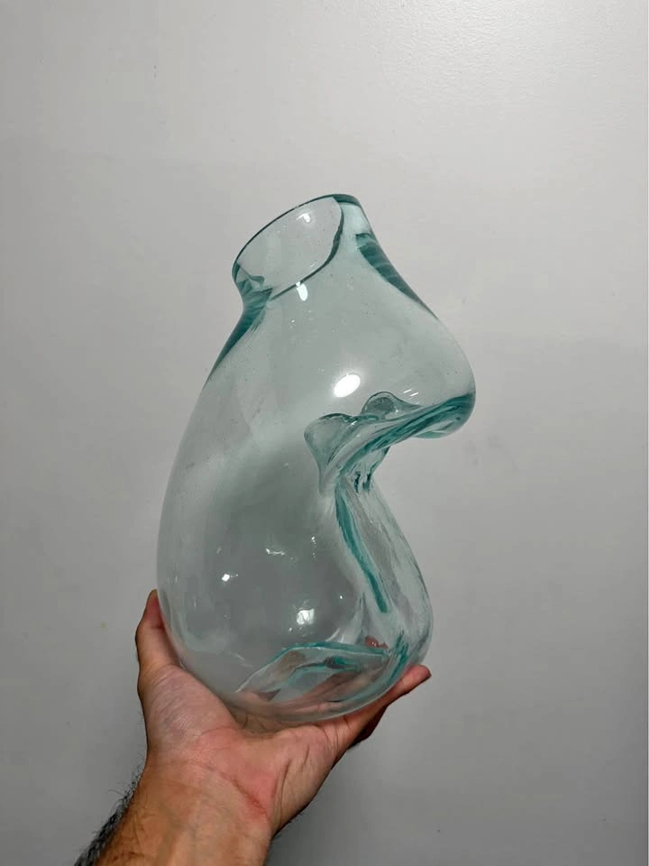 Glass vase with wood base