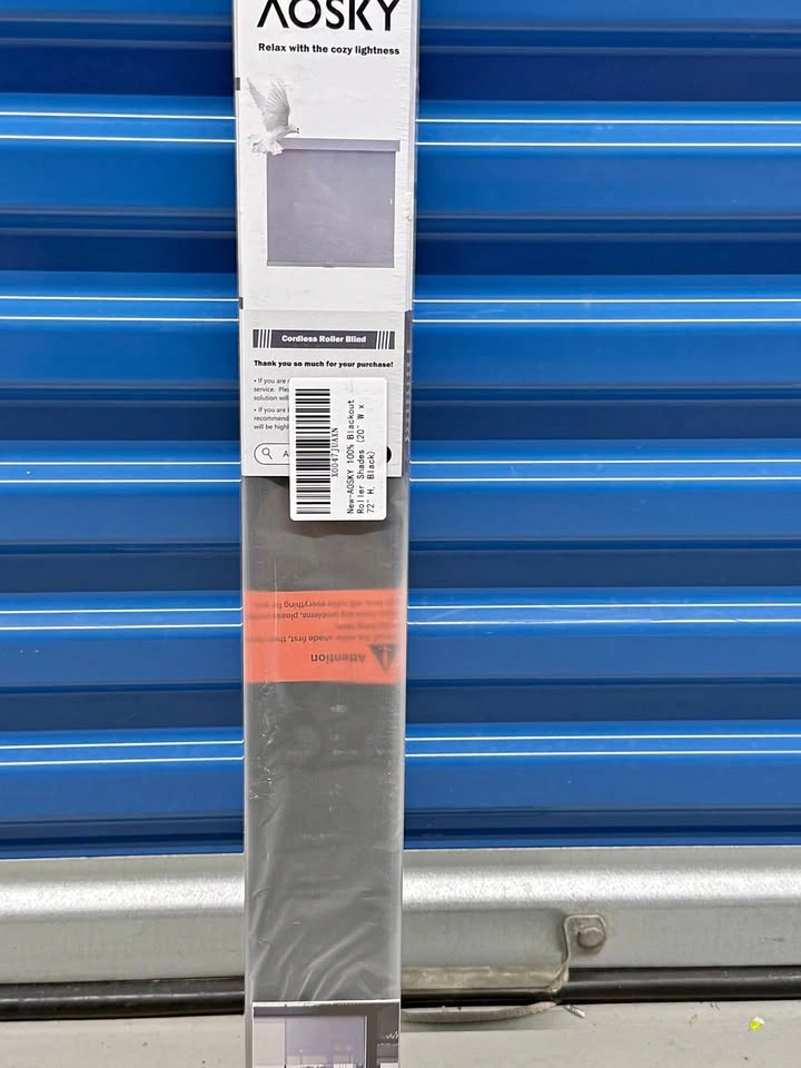 Brand New 20”x72” Blackout Roller Shades, Black