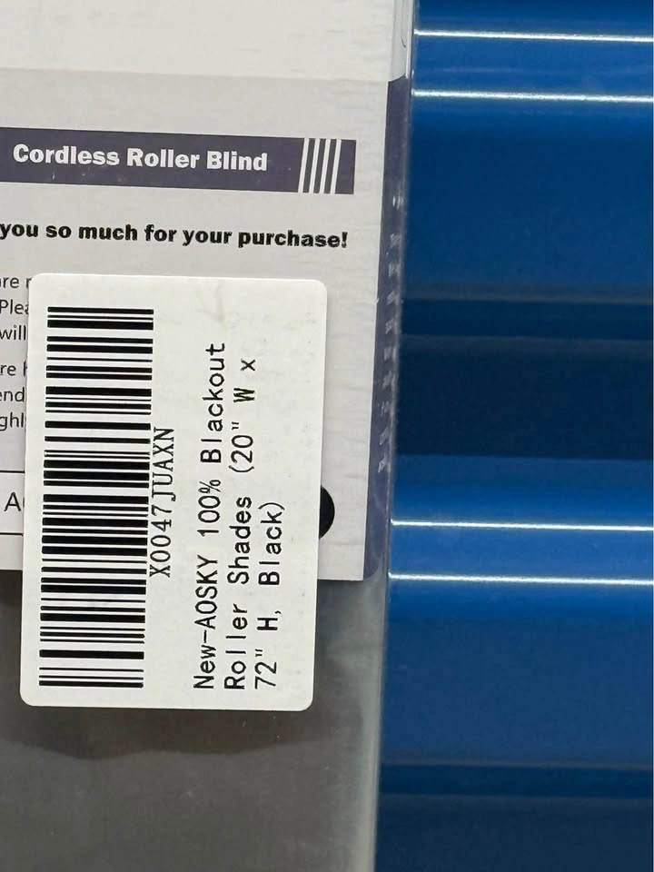Brand New 20”x72” Blackout Roller Shades, Black - photo 2