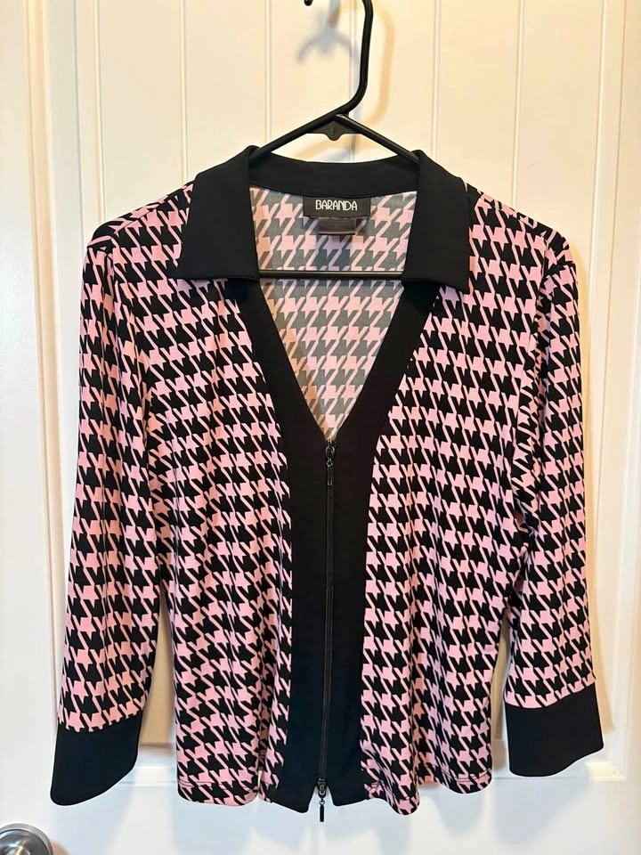 Baranda Pink Houndstooth 2-Piece Skirt Set Size M