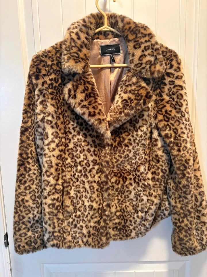 Le Château Faux Fur Leopard Print Jacket