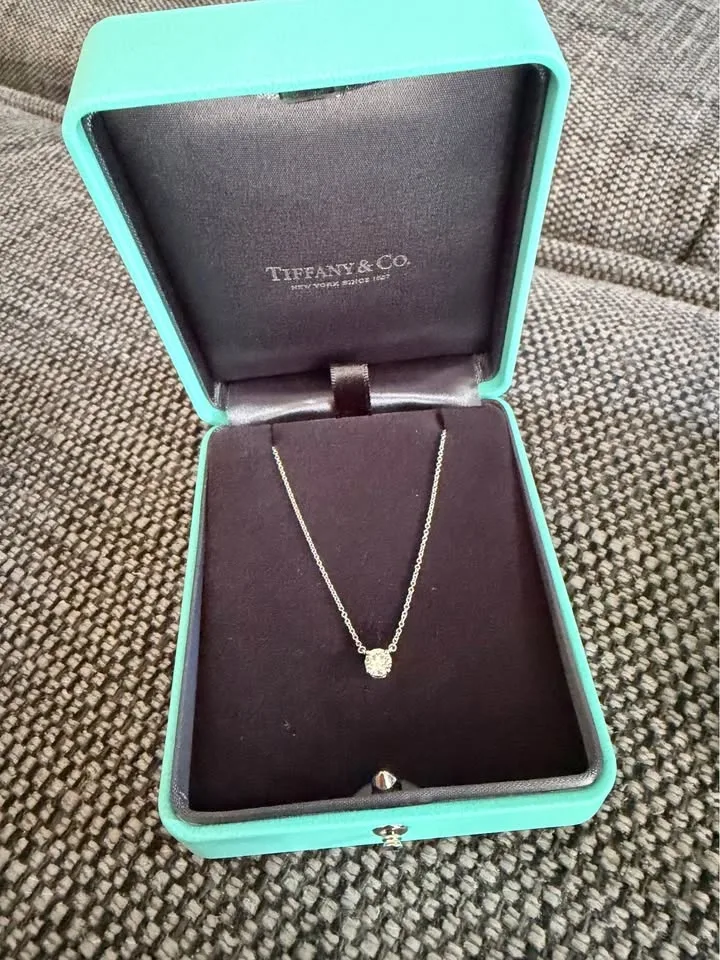 Pristine Tiffany & Co. platinum diamond solitaire pendant neckla - photo 5