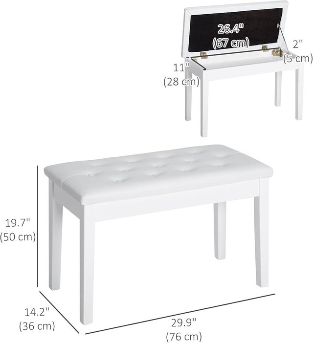 Piano Bench with cushion & storage - photo 2
