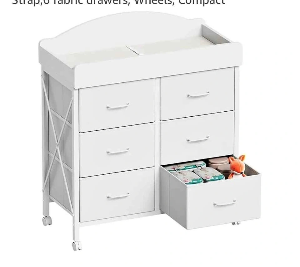 Changing Table Dresser, 6 Fabric Drawers (No diaper pad)
