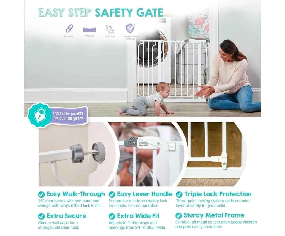 Metal Walk Through Baby/Pet Gate - White - photo 3
